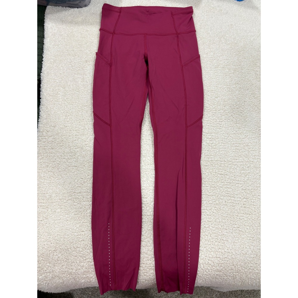 Lululemon Fast & Free 7/8 Tight II *Nulux 25" Star Ruby Violet Red Size 4 - Picture 4 of 7